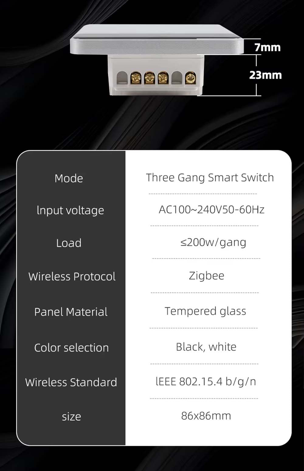 UEMON Smart Home Automation 86*86MM Smart Switches with screen display & aluminum frame