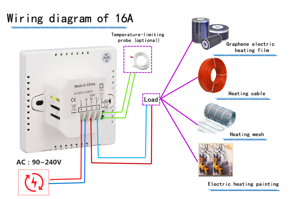 UEMON Smart Home LCD WIFI Thermostat for Underfloor Heating