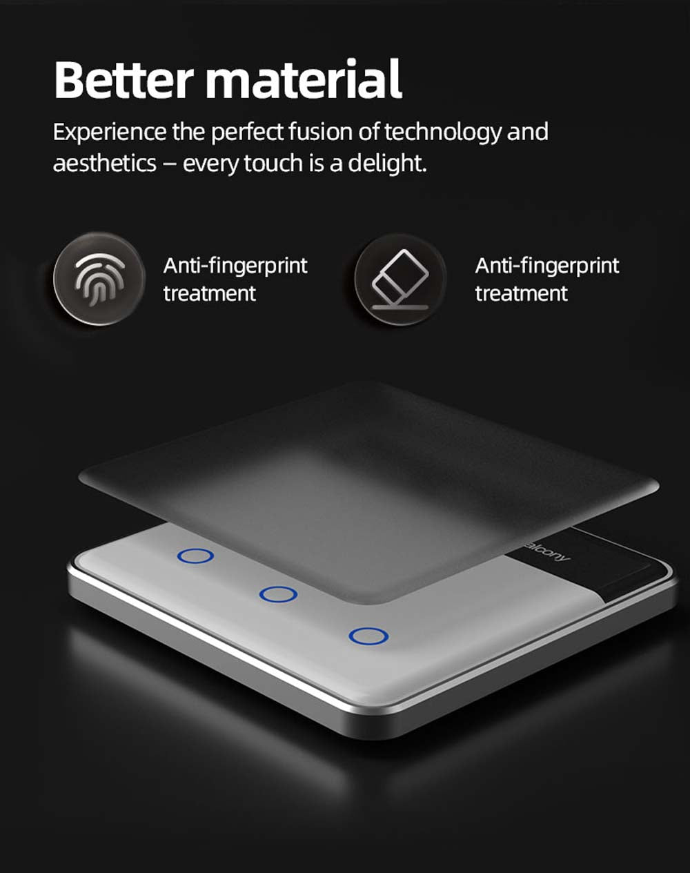 UEMON Smart Home Automation 86*86MM Smart Switches with screen display & aluminum frame
