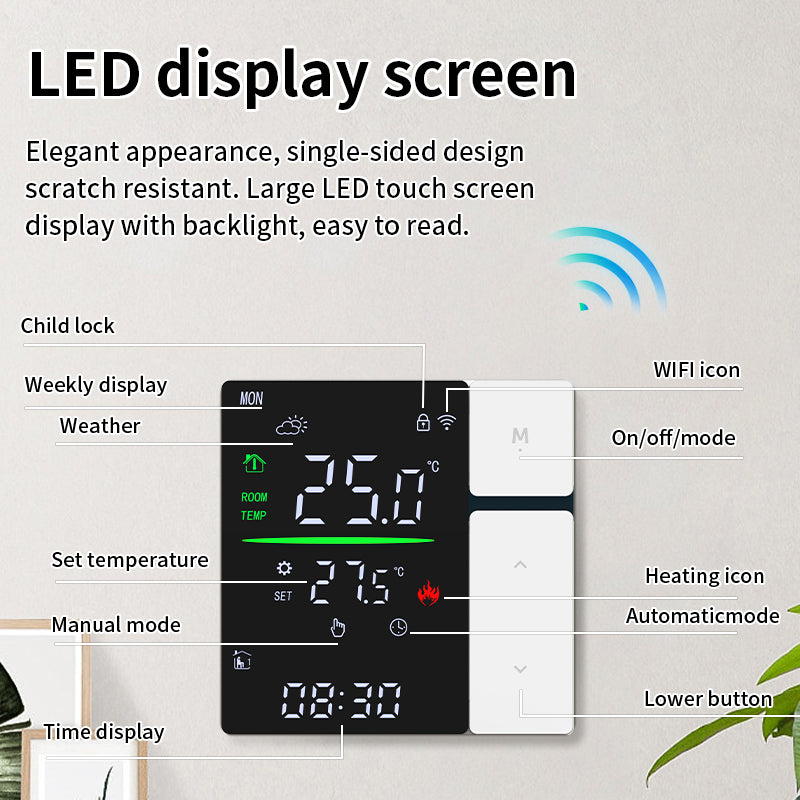 UEMON Smart Thermostat Switch OLED Display Energy Saving Water Heating Electric Underfloor Boiler