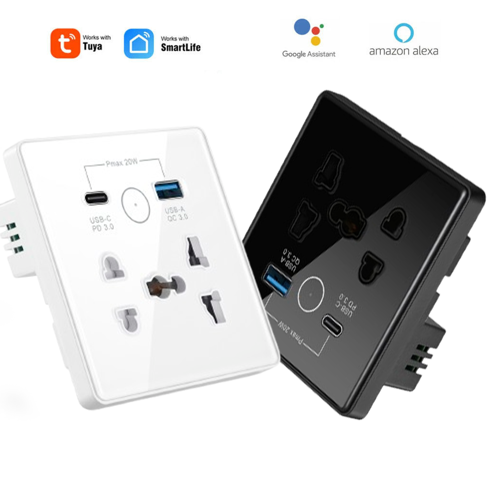 UEMON Smart Home Appliances EU Standard Wifi Wall Outlet Socket with USB & Type-C Fast Charging