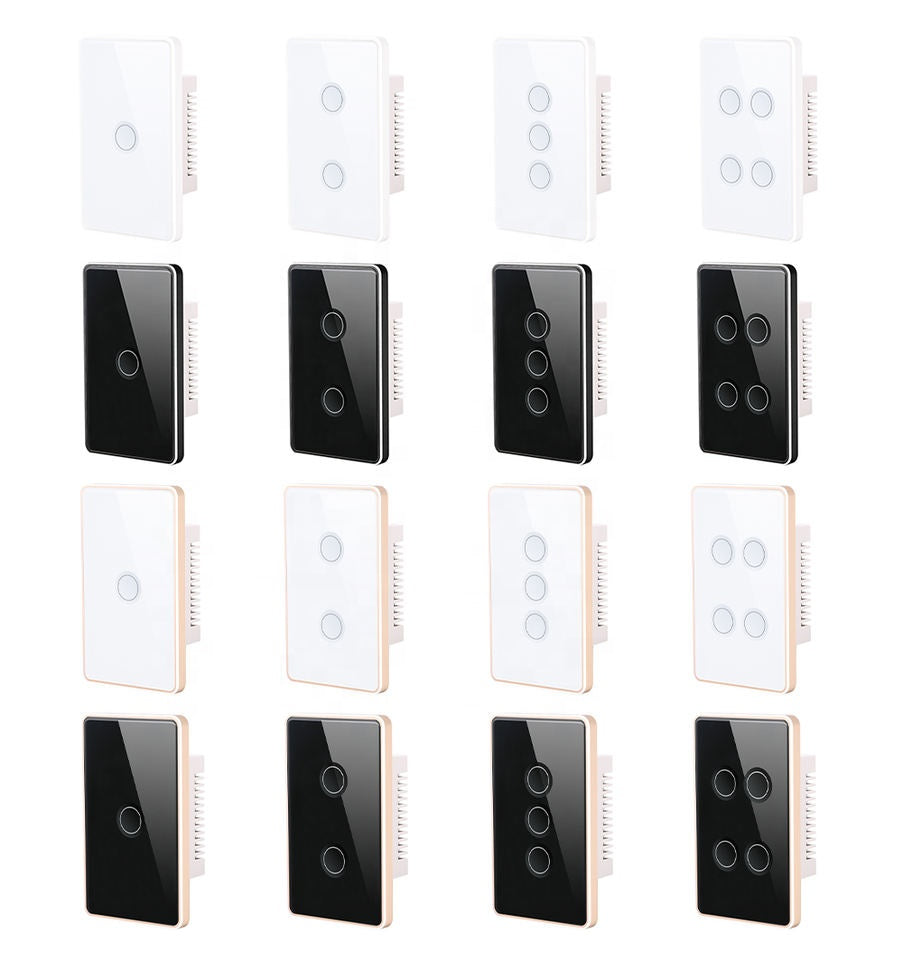 UEMON Zigbee & Wifi Smart Touch Screen Tuya App Remote Control Home Hotel Use US Standards 1/2/3/4 Gang Wall Switch with Concave Glass