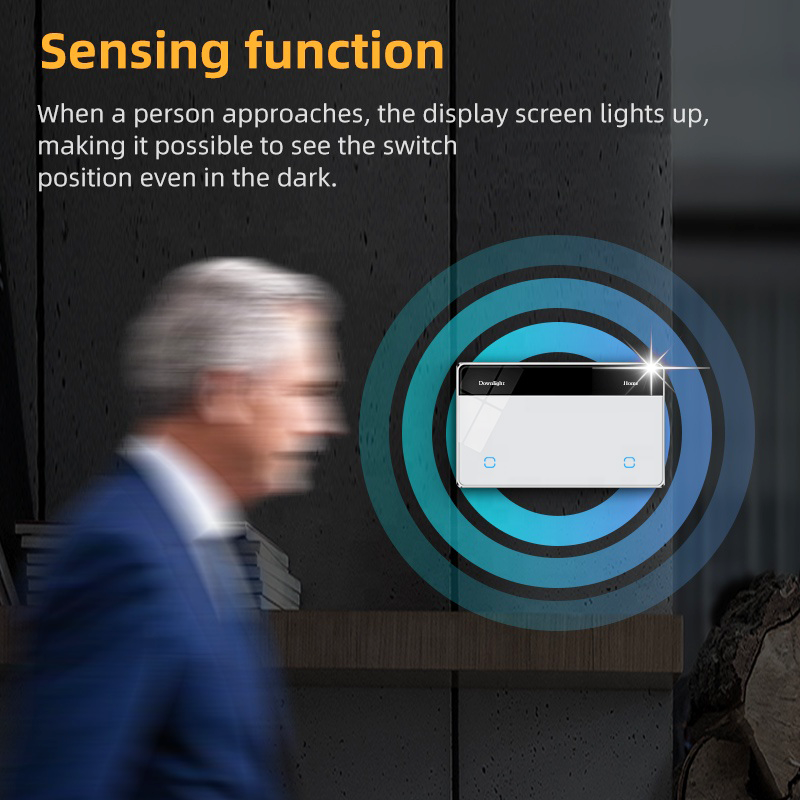 uemon smart home automation 120*72mm zigbee smart wall switches with screen display & aluminum frame