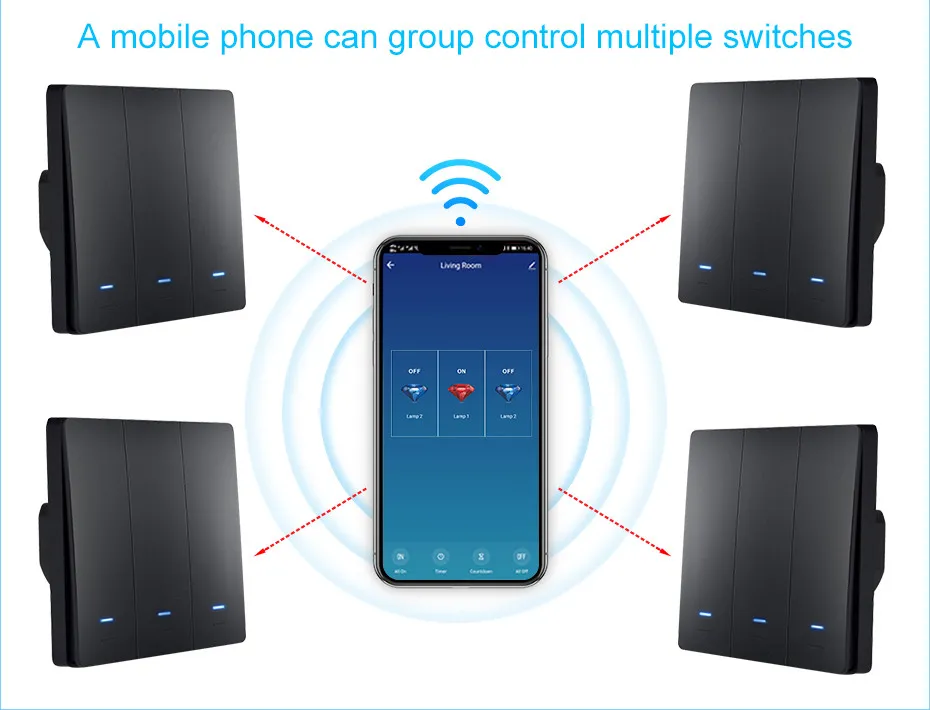 UEMON Smart Home Automation 86*86mm WIFI & Zigbee Smart Wall Lighting Switches