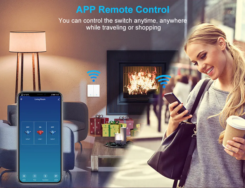 UEMON Smart Home Automation 86*86mm WIFI & Zigbee Smart Wall Lighting Switches