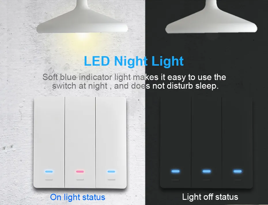 UEMON Smart Home Automation 86*86mm WIFI & Zigbee Smart Wall Lighting Switches