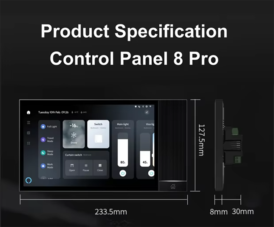 UEMON 8 Inch Tuya Smart Home Control Panel 8 Pro Alexa Built-in Music Amplifier Android Operating IPS WiFi Touch Screen Bar