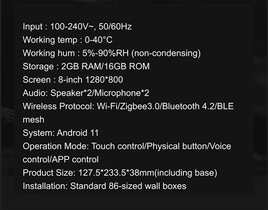 UEMON 8 Inch Tuya Smart Home Control Panel 8 Pro Alexa Built-in Music Amplifier Android Operating IPS WiFi Touch Screen Bar