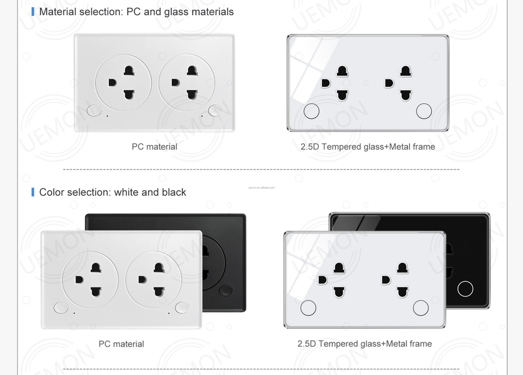 UEMON Smart Home Universal Tuya 1/2 Gang Wifi & Zigbee Wall Smart Touch Electrical Switches and Sockets