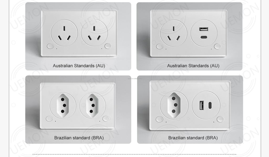 UEMON Smart Home VN/US/BRA/AU Standard Smart Wall Socket with USB&Type-C Fast Charging