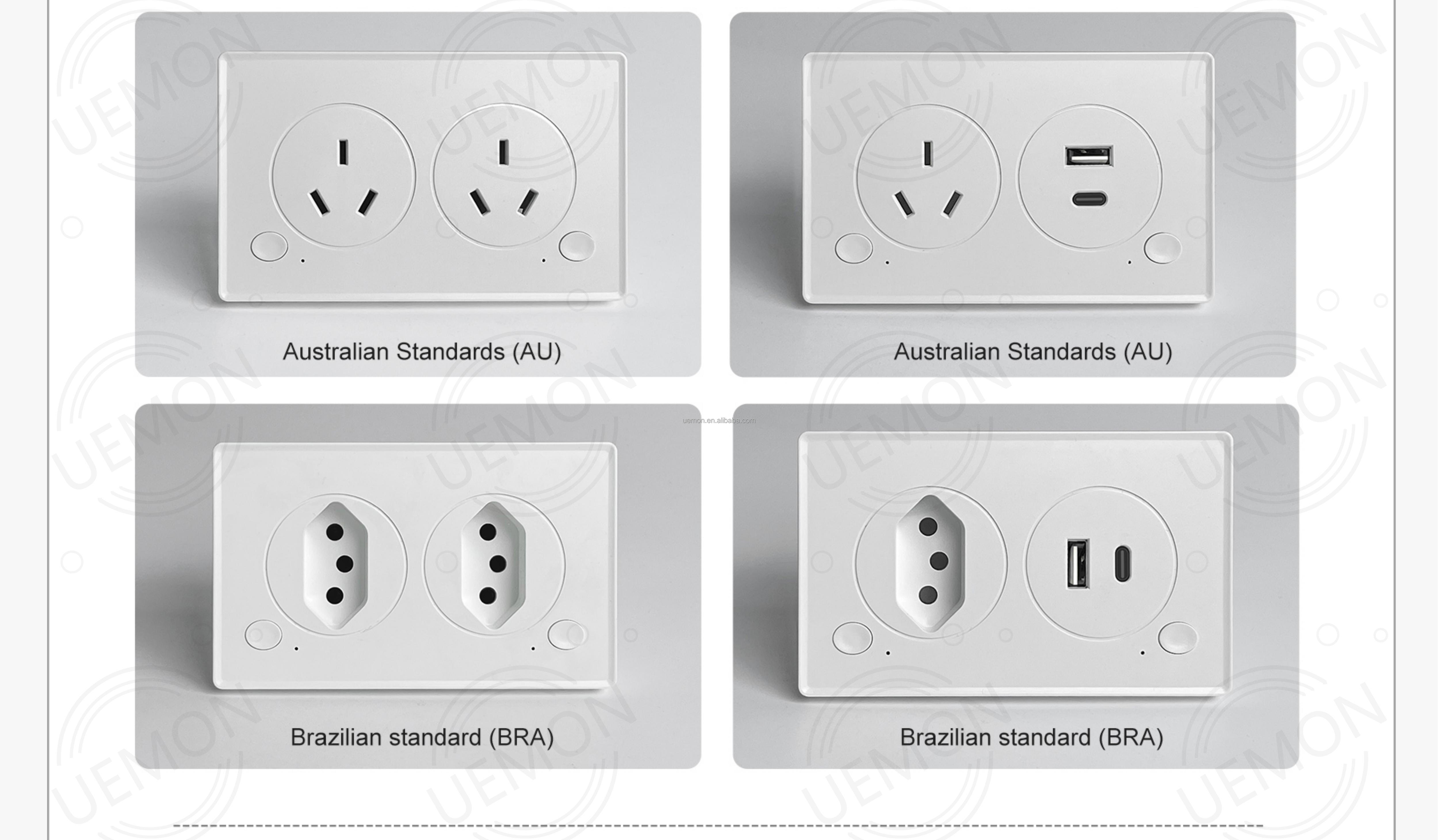UEMON Smart Home VN/US/BRA/AU Standard Smart Wall Socket with USB&Type-C Fast Charging