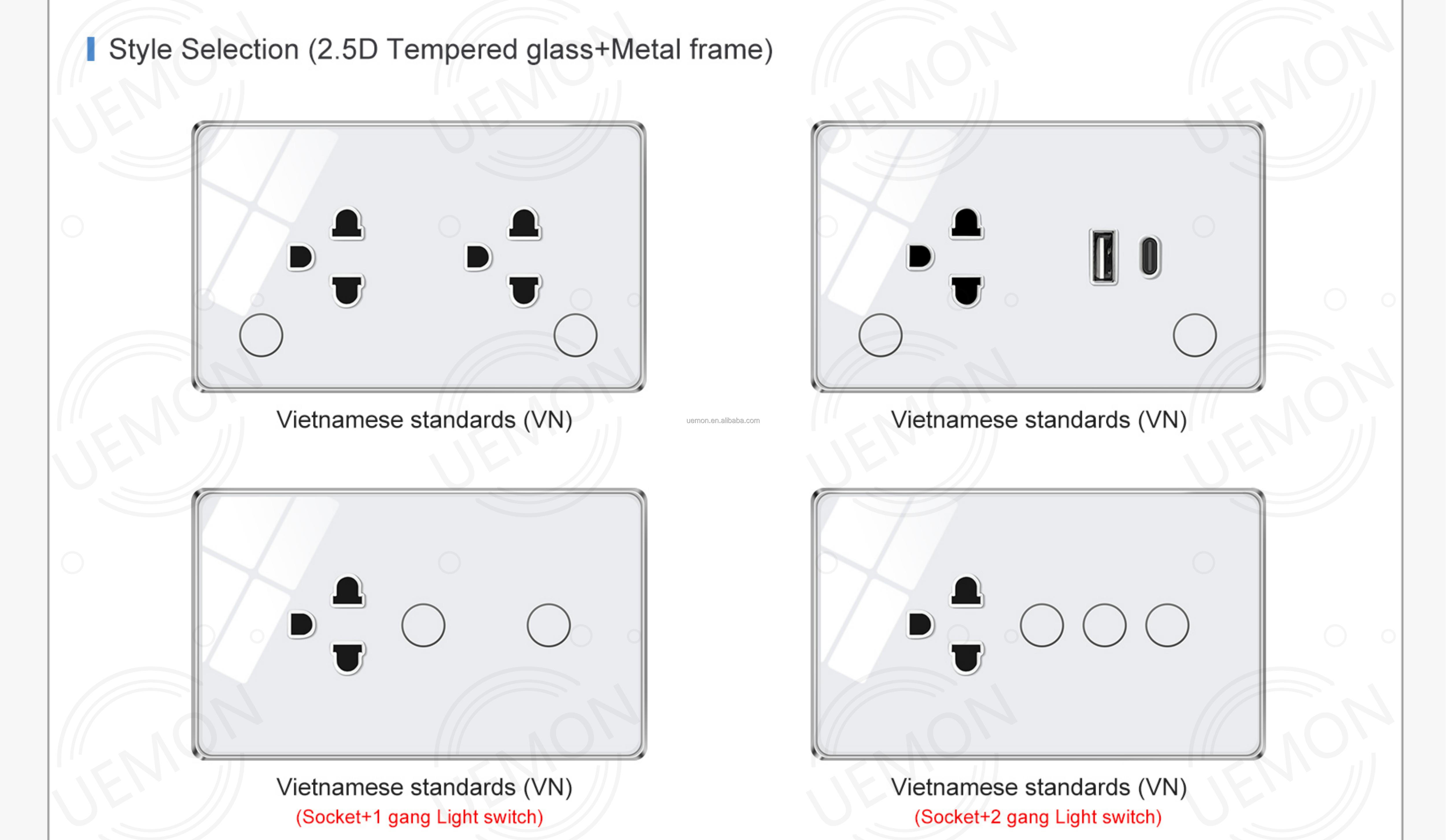 UEMON Smart Home VN/US/BRA/AU Standard Smart Wall Socket with USB&Type-C Fast Charging