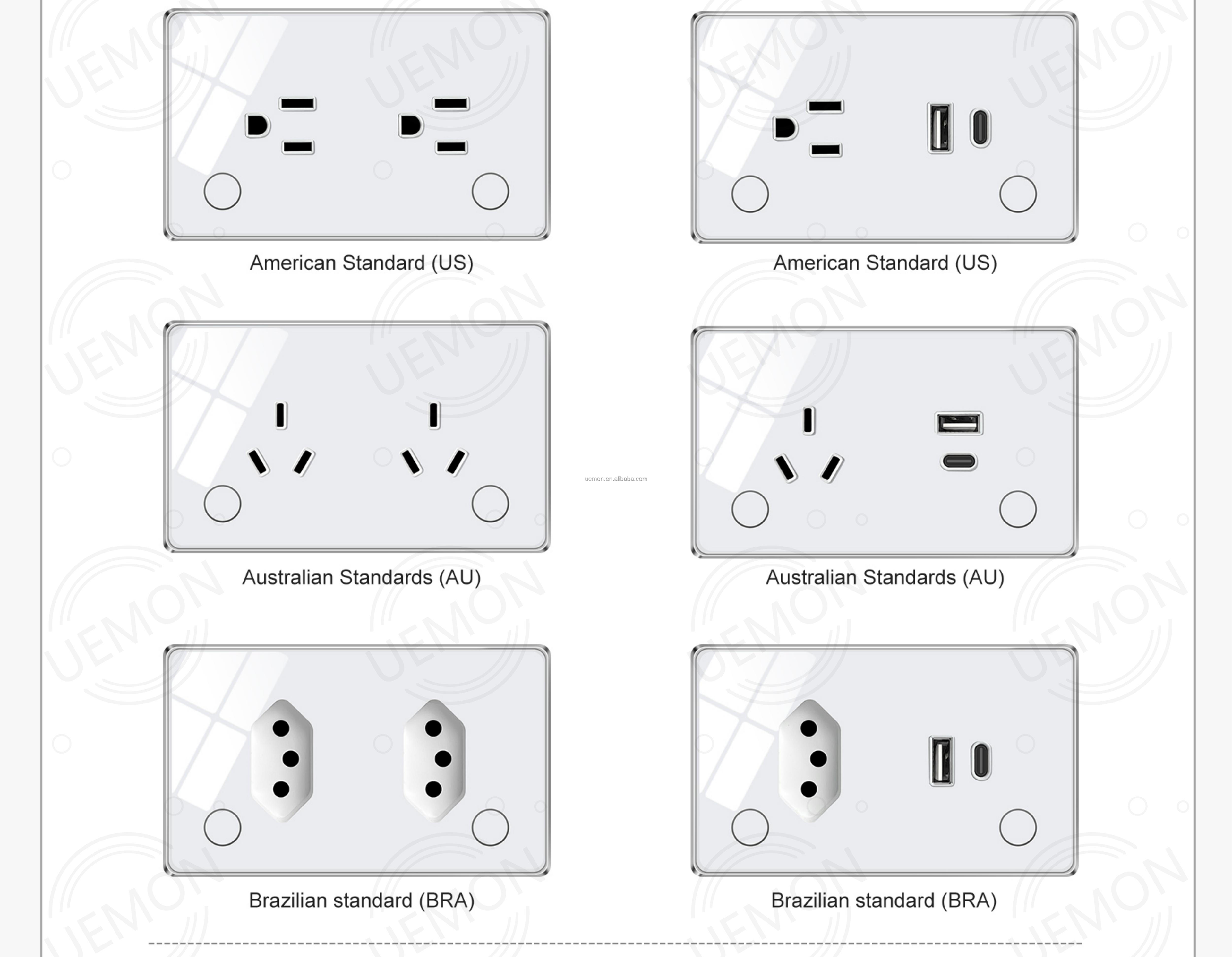 UEMON Smart Home Universal Tuya 1/2 Gang Wifi & Zigbee Wall Smart Touch Electrical Switches and Sockets