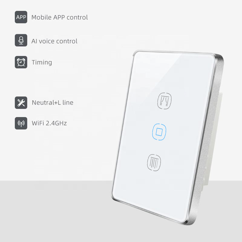 UEMON Smart Home Single Channel Wifi Zigbee Tuya Aluminum Frame Touch Screen Curtain Switch