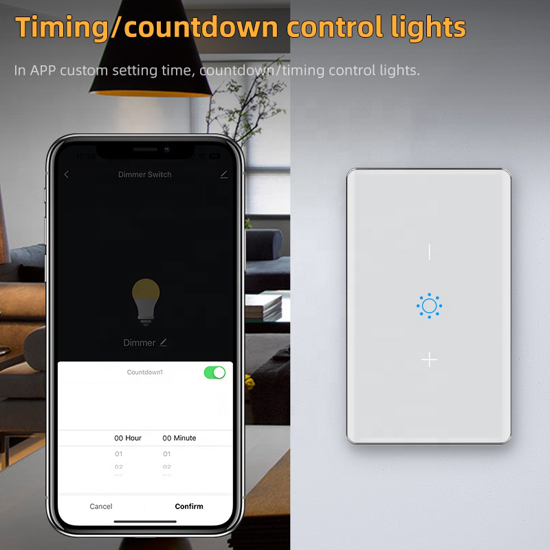 UEMON Smart Home 1%-100% Dimming Control Voice App Touch Dimmer Switch