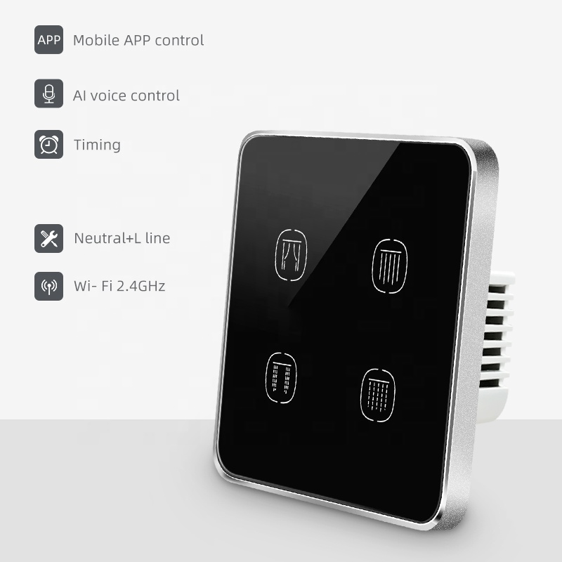 UEMON Smart Home Zigbee & Wifi Tuya Aluminum Frame Single Double Channel Curtain Switch