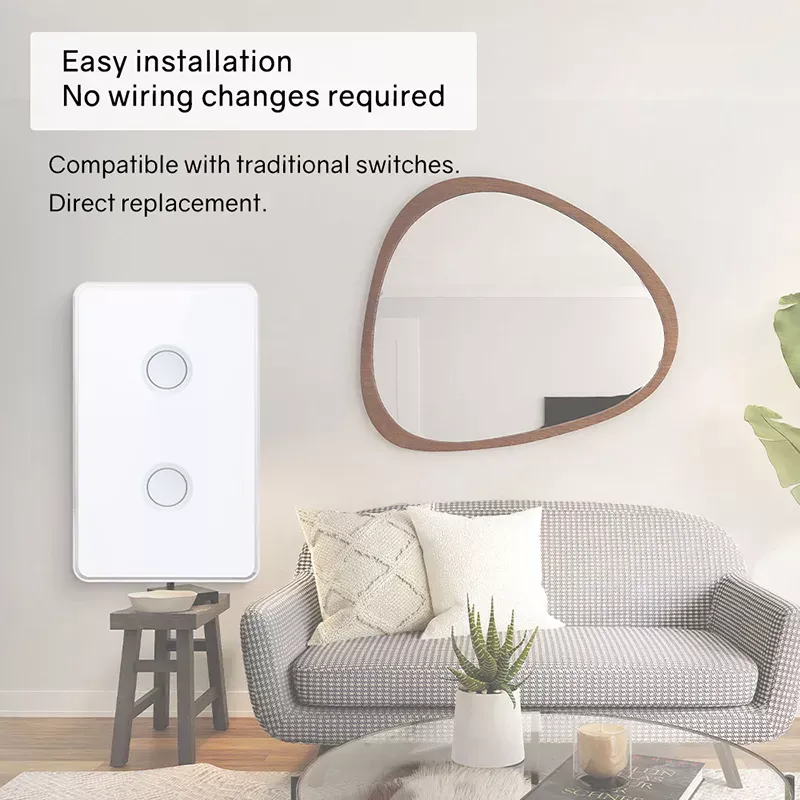 UEMON Zigbee & Wifi Smart Touch Screen Tuya App Remote Control Home Hotel Use US Standards 1/2/3/4 Gang Wall Switch with Concave Glass