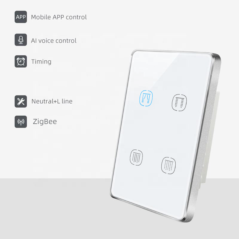 UEMON Smart Home Double Channel US Wifi&Zigbee 3.0 Tuya Aluminum Frame Curtain Switch