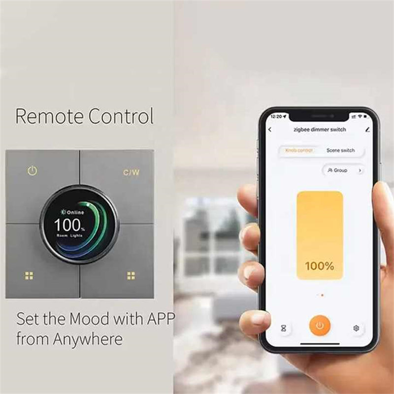 Zigbee Knob Wireless CW Dimmer Switch 2 Gang Light Control Scene Switch