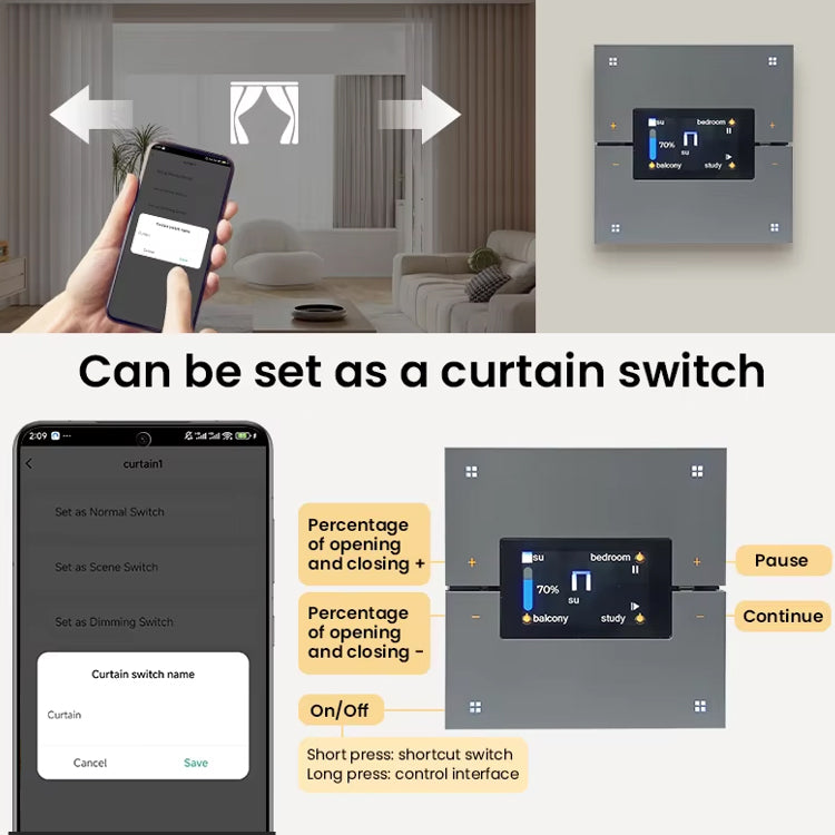 UEMON M9 Pro Smart Home Zigbee Tuya Dimmer Switch 8 Gang Dimming Scene Switch Time Calendar Weather Display Electric Power