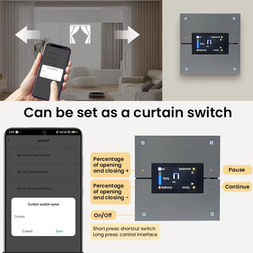 UEMON M9 Pro Smart Home Zigbee Tuya Dimmer Switch 8 Gang Dimming Scene Switch Time Calendar Weather Display Electric Power