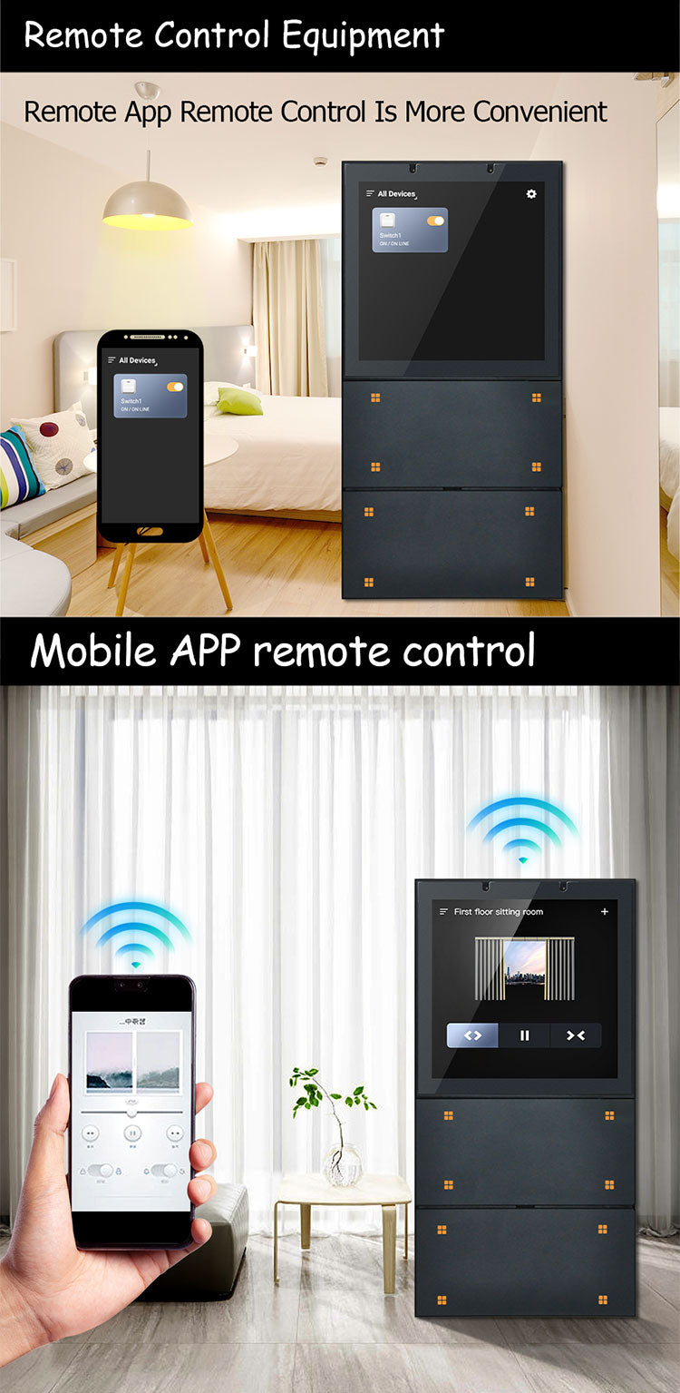 UEMON 4-Inch Android 8.1 Smart Home Control Panel Tuya WiFi Zigbee Switch 4 Gang Background Music Voice Control