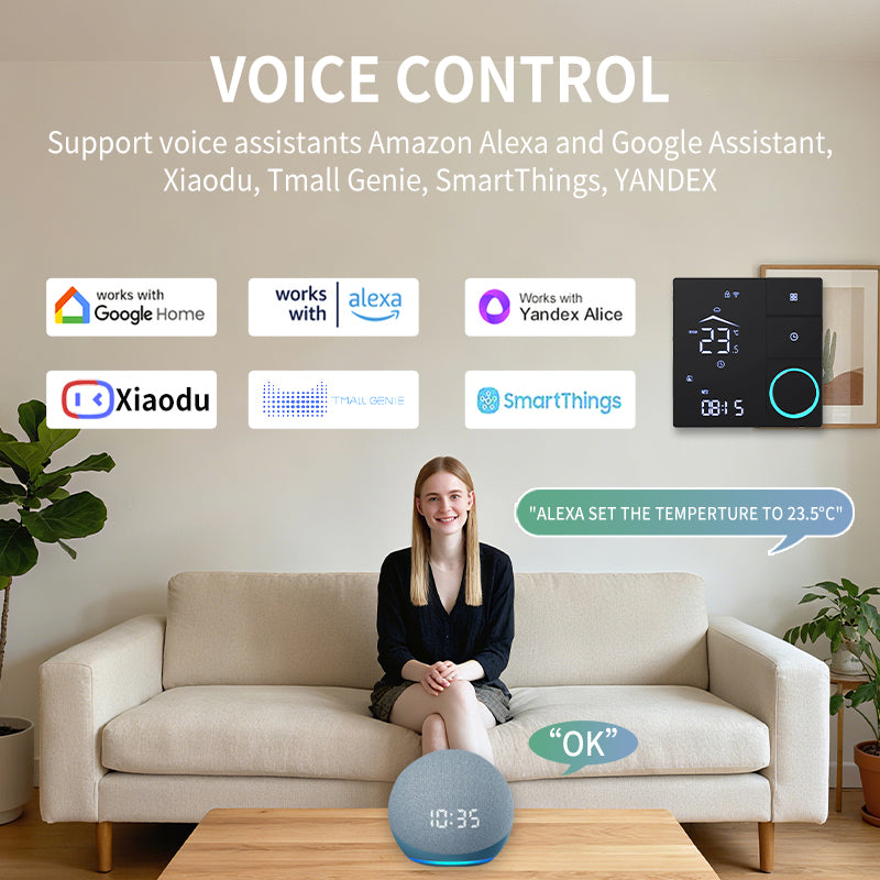 UEMON Smart Home Automation WiFi OLED Display Thermostat PC Material Bar Design App Control for Hotel Use NTC Temperature Sensor