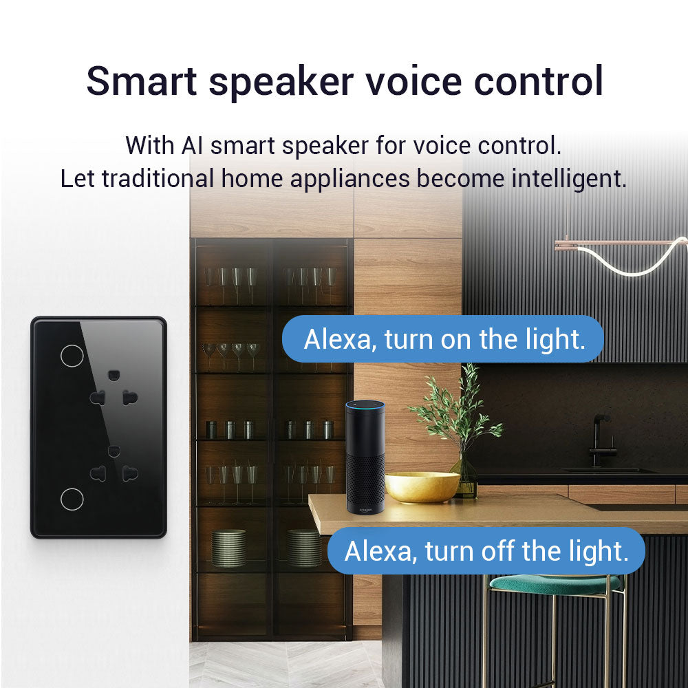 UEMON Smart Home Touch Panel Double Slot US Standard Wifi&Zigbee Wall Socket Plug