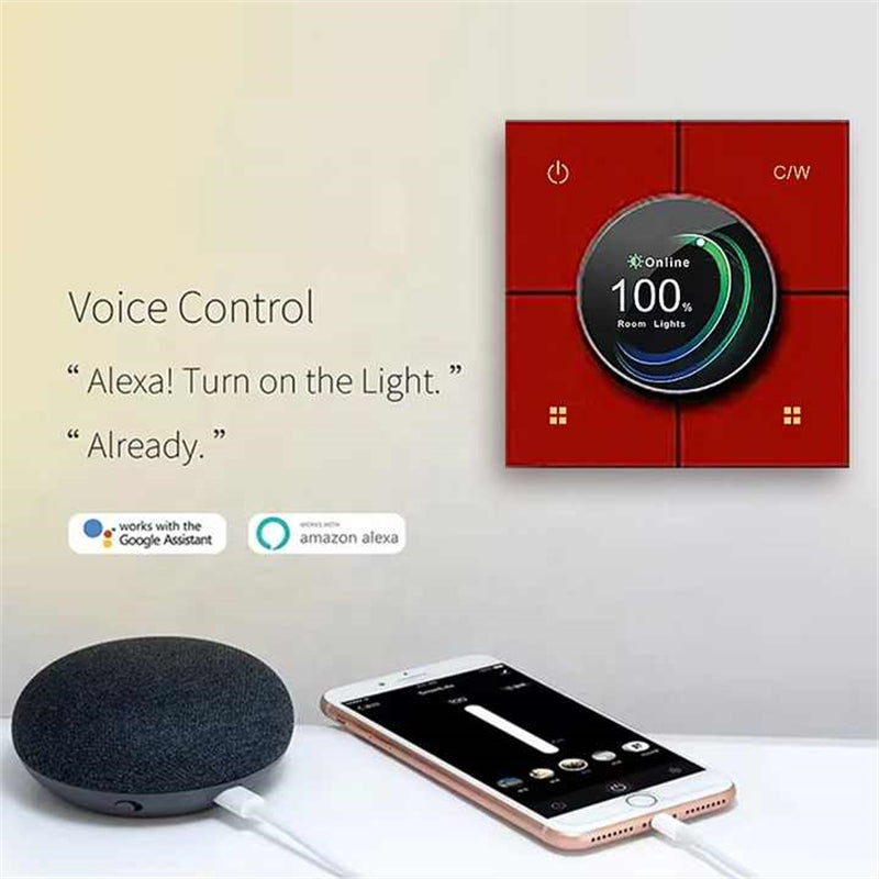 Zigbee Knob Wireless CW Dimmer Switch 2 Gang Light Control Scene Switch
