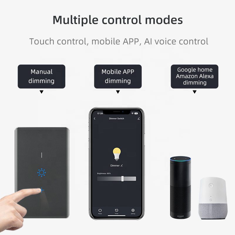 UEMON Smart Home 1%-100% Dimming Control Voice App Touch Dimmer Switch
