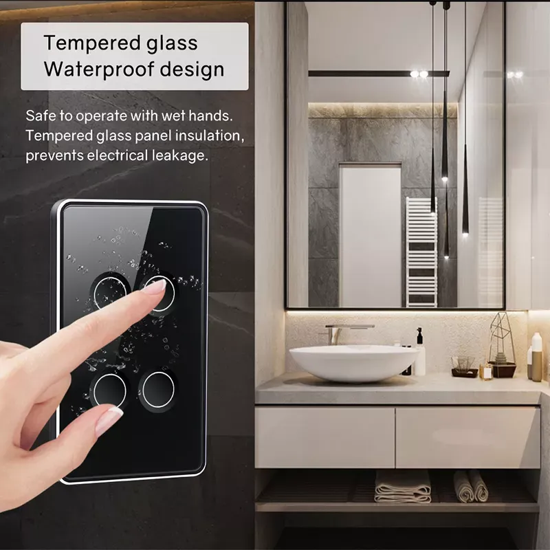 UEMON Zigbee & Wifi Smart Touch Screen Tuya App Remote Control Home Hotel Use US Standards 1/2/3/4 Gang Wall Switch with Concave Glass