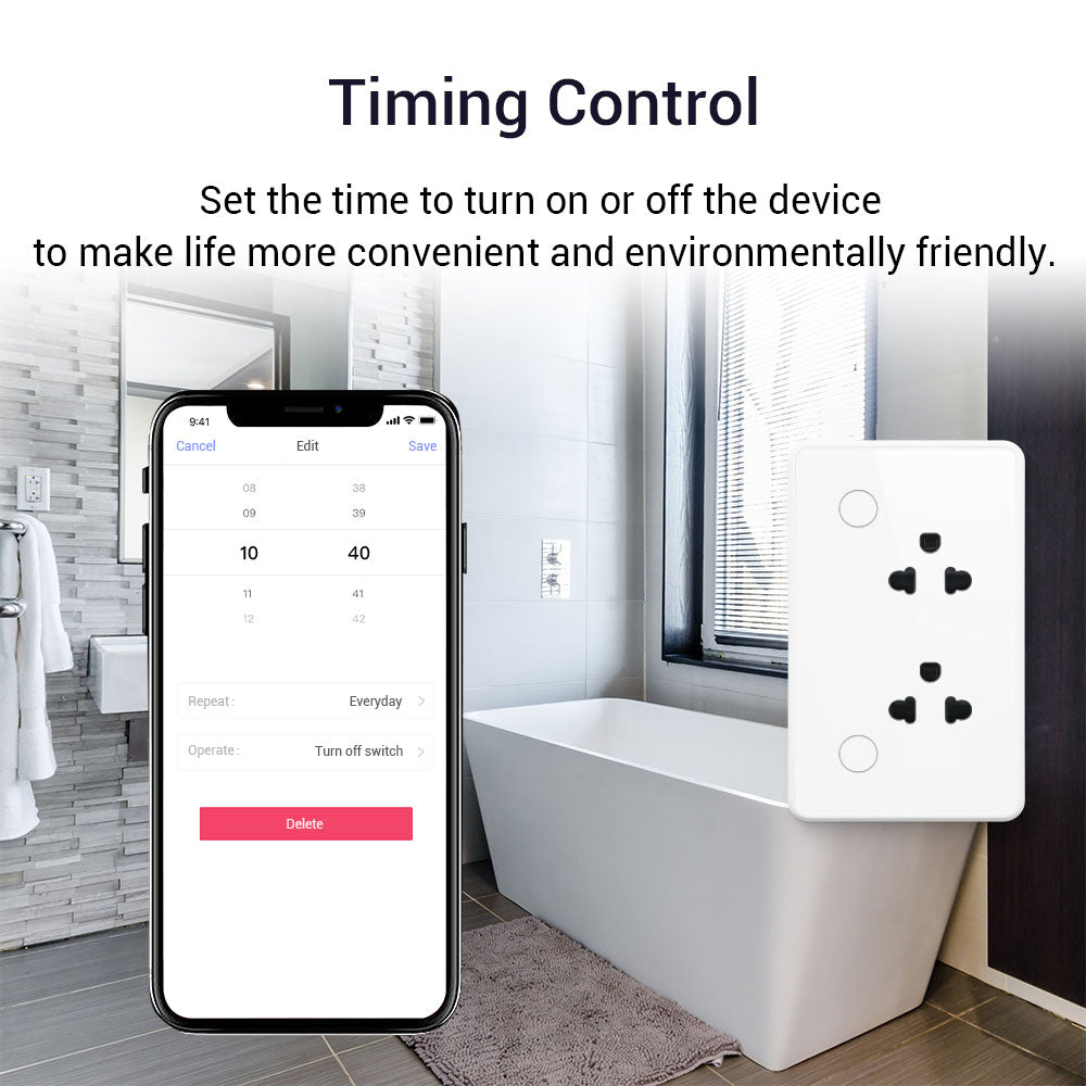 UEMON Smart Home Touch Panel Double Slot US Standard Wifi&Zigbee Wall Socket Plug