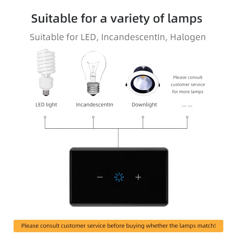 UEMON Smart Home 1%-100% Dimming Control Voice App Touch Dimmer Switch