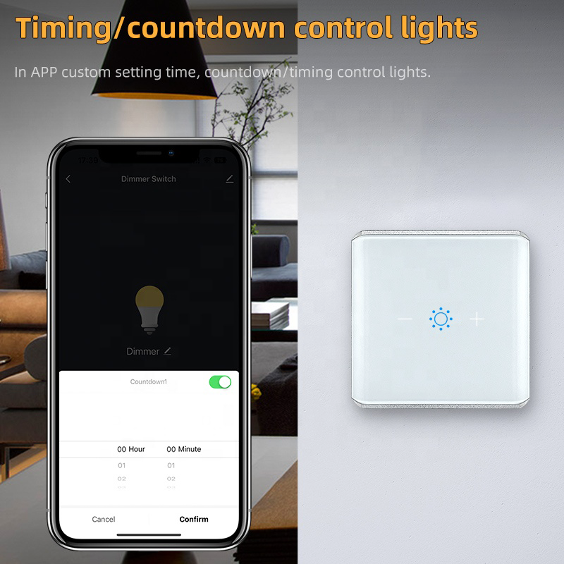 UEMON Smart Home EU Standard Wifi & Zigbee Touch Glass Panel Dimmer Wall Switch