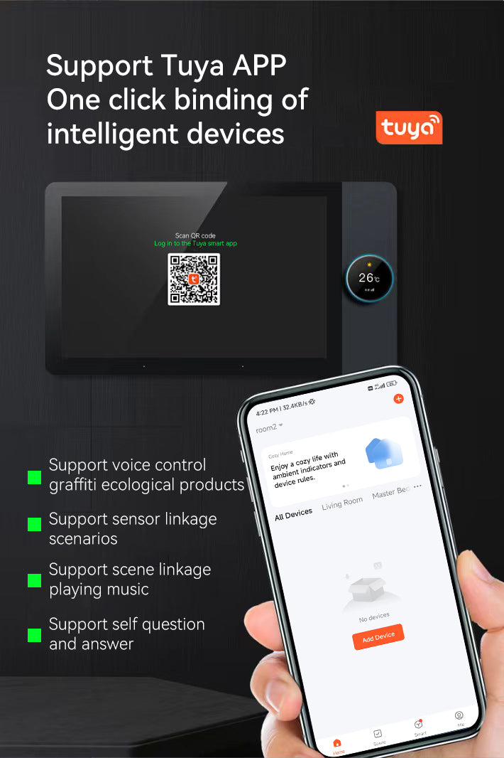 UEMON Smart Home Host System Android Operated IPS Voice Music Control Multi-Function Central Control