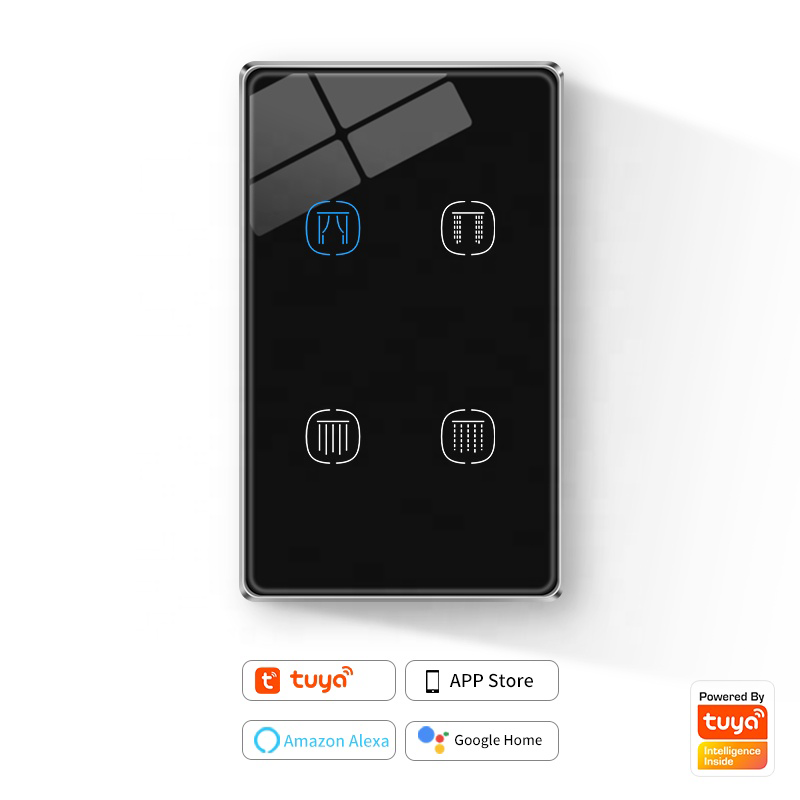 UEMON Smart Home Double Channel US Wifi&Zigbee 3.0 Tuya Aluminum Frame Curtain Switch