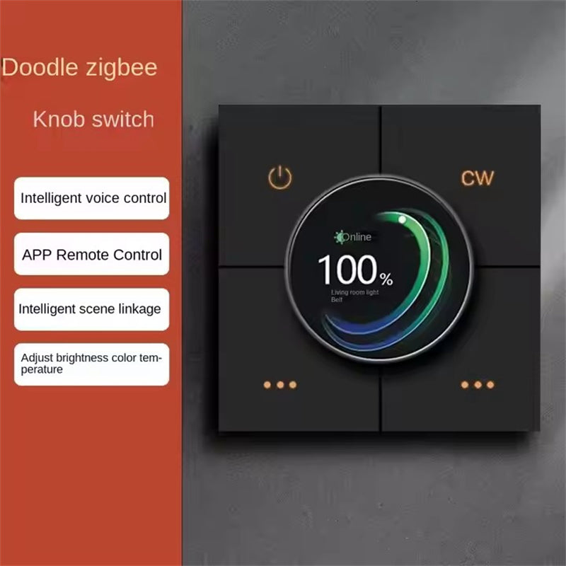 Zigbee Knob Wireless CW Dimmer Switch 2 Gang Light Control Scene Switch