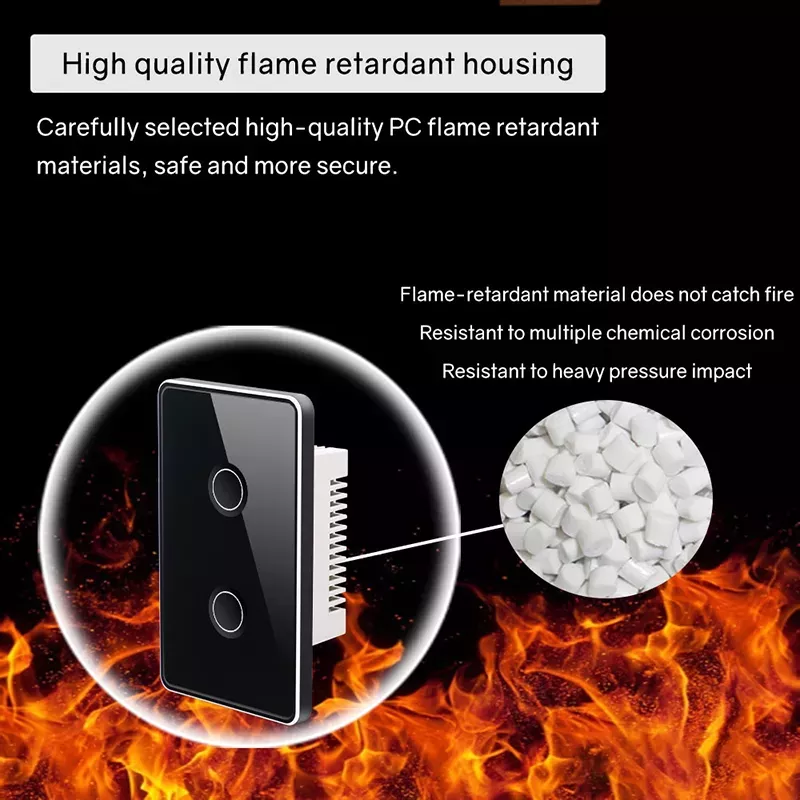 UEMON Zigbee & Wifi Smart Touch Screen Tuya App Remote Control Home Hotel Use US Standards 1/2/3/4 Gang Wall Switch with Concave Glass