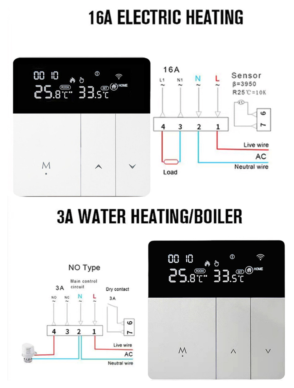 UEMON Tuya WIFI Smart Underfloor Heating Mat Thermostat Wireless Underfloor Heating Smart Thermostat