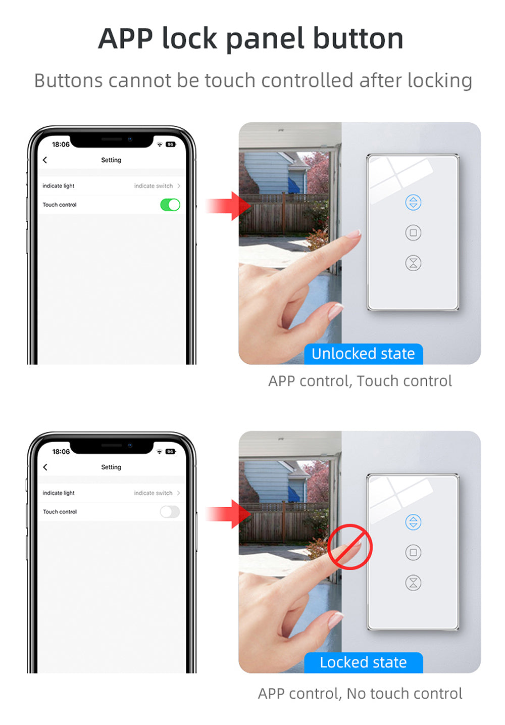 UEMON Smart Home US Standard App Control Motor Wireless Remote Control Roller Shutter Switch