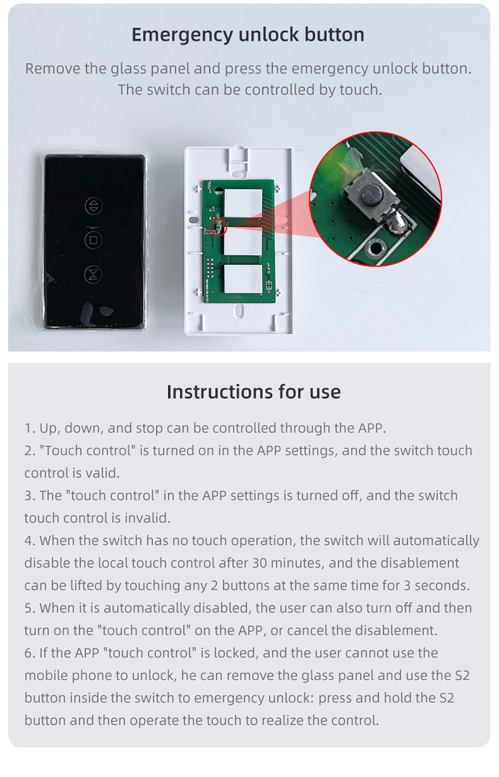 UEMON Smart Home US Standard App Control Motor Wireless Remote Control Roller Shutter Switch