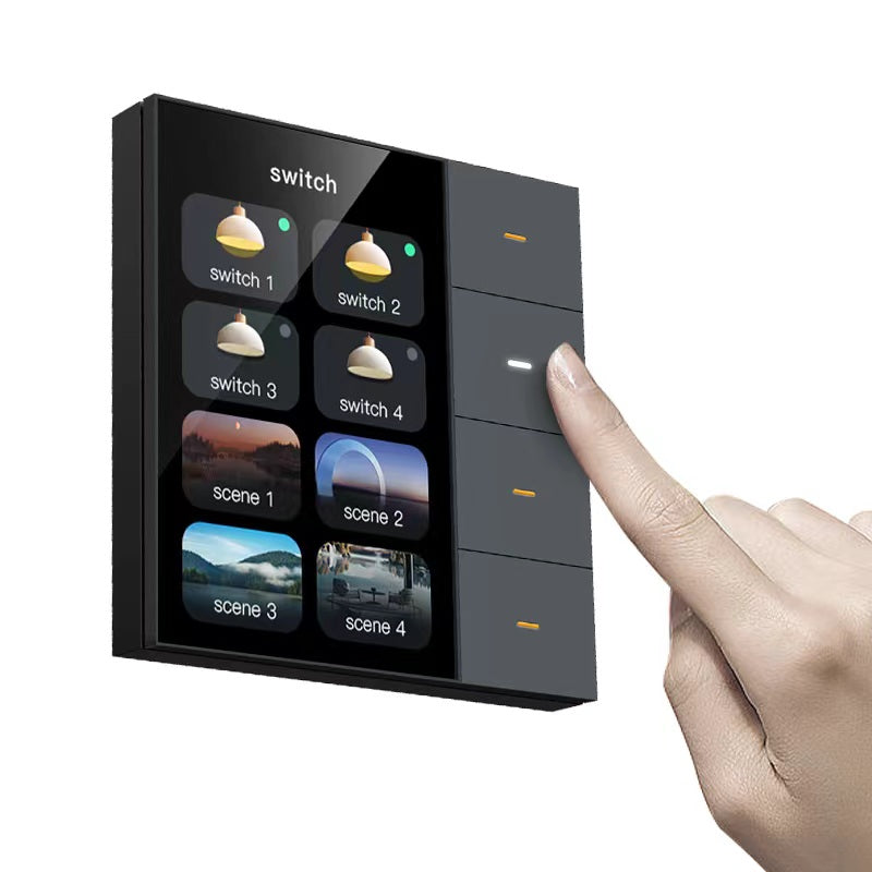 UEMON 3.5 Inch Smart Touch Screen Wall Switch 4 Gang 8 Way Scene Radar Sensor Dimming Control Curtain Multi-funciton Switch