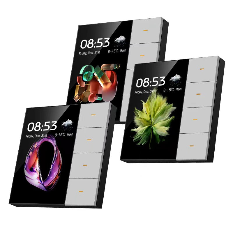 UEMON 3.5 Inch Smart Touch Screen Wall Switch 4 Gang 8 Way Scene Radar Sensor Dimming Control Curtain Multi-funciton Switch