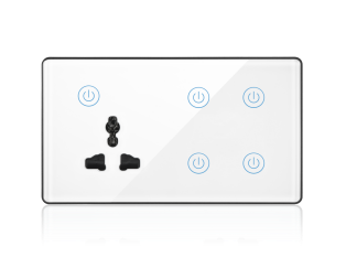 UEMON Smart Home 147mm Touch Panel Glass Wall-Mounted Light Switch with 1 Universal Socket & 4 Switches