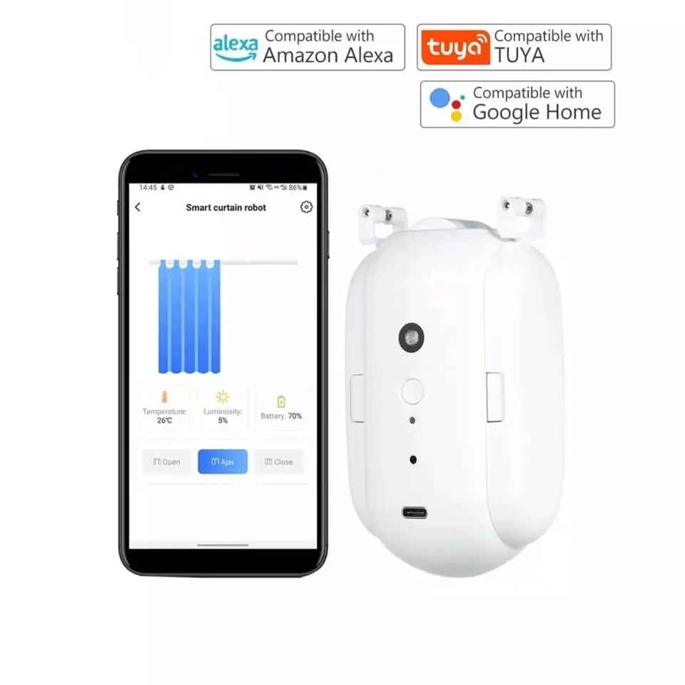 UEMON Smart Home Accessories U-rail Voice Control Wifi/Bluetooth/Zigbee Roman Double Curtain Motor Robot